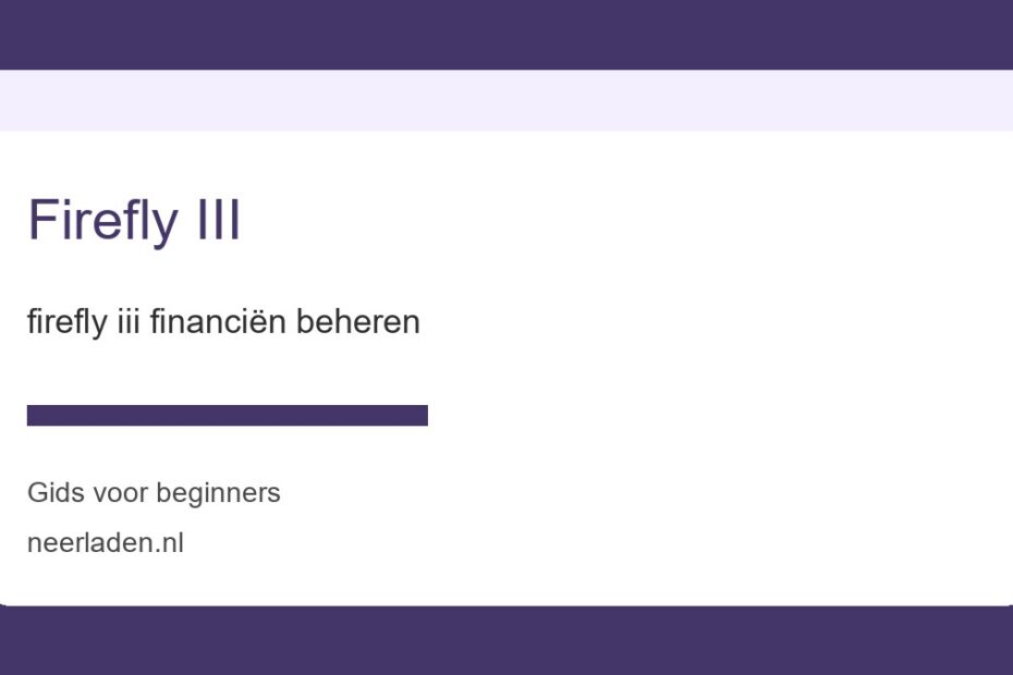 firefly iii financiën beheren voor beginners