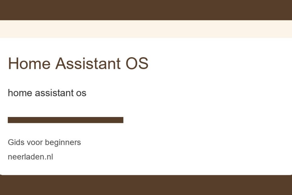 home assistant os voor beginners