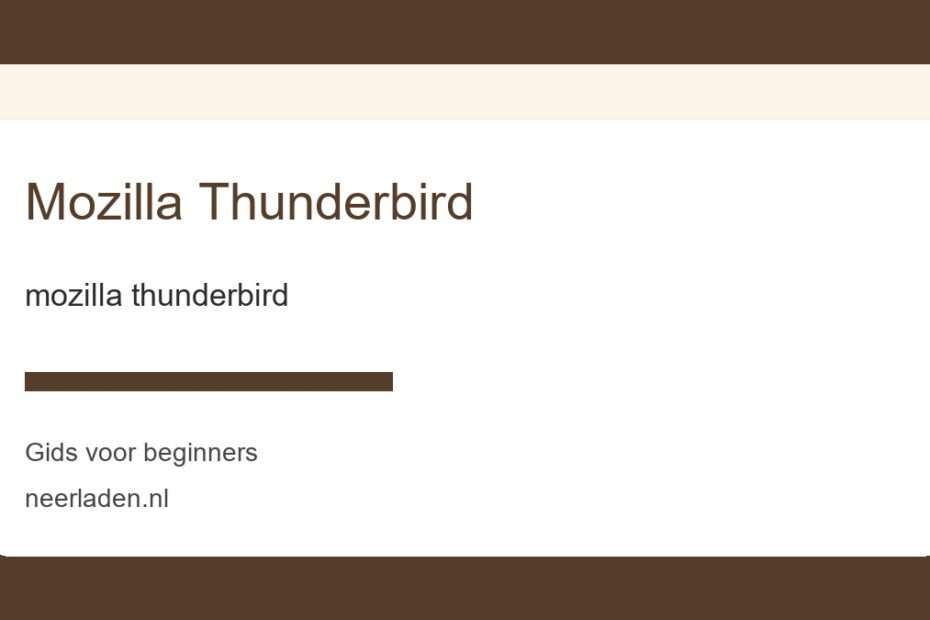 mozilla thunderbird voor beginners
