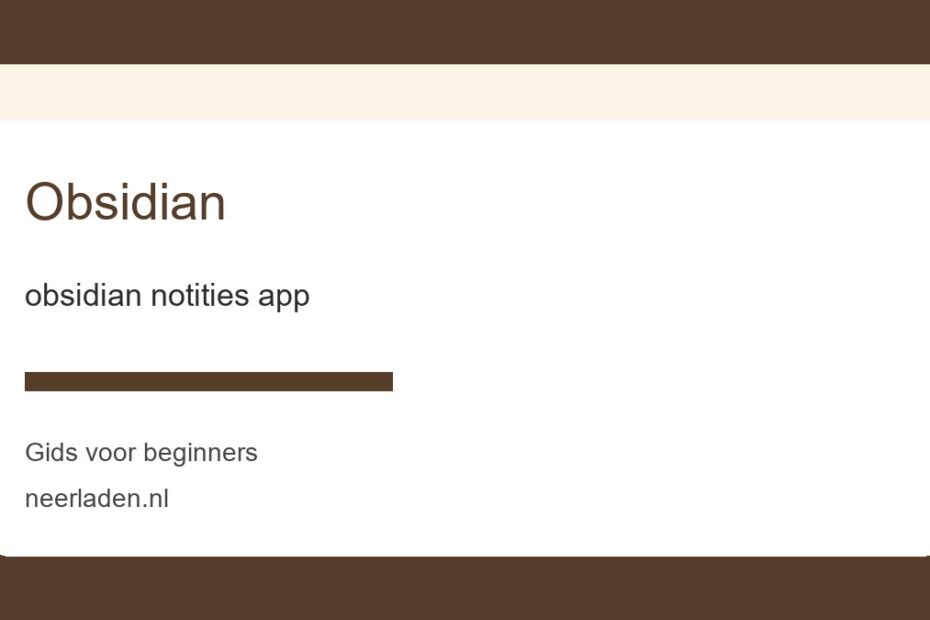 obsidian notities app voor beginners