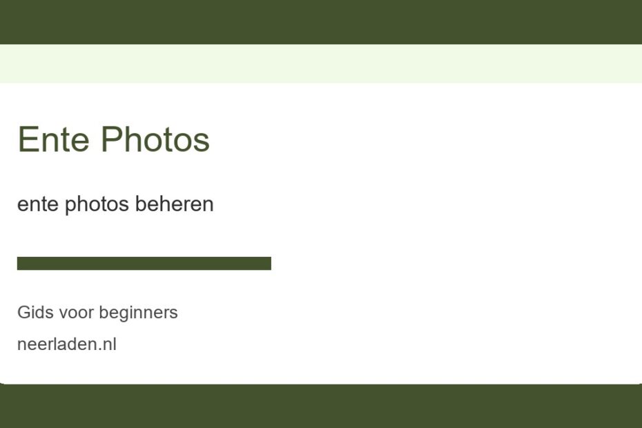 ente photos beheren voor beginners