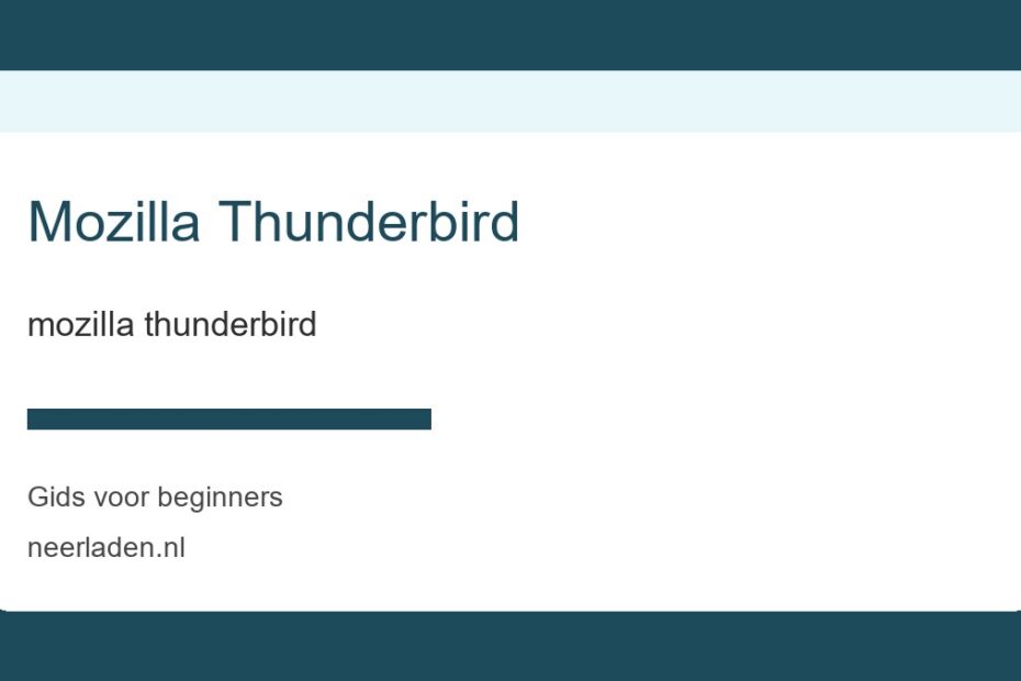 mozilla thunderbird voor beginners