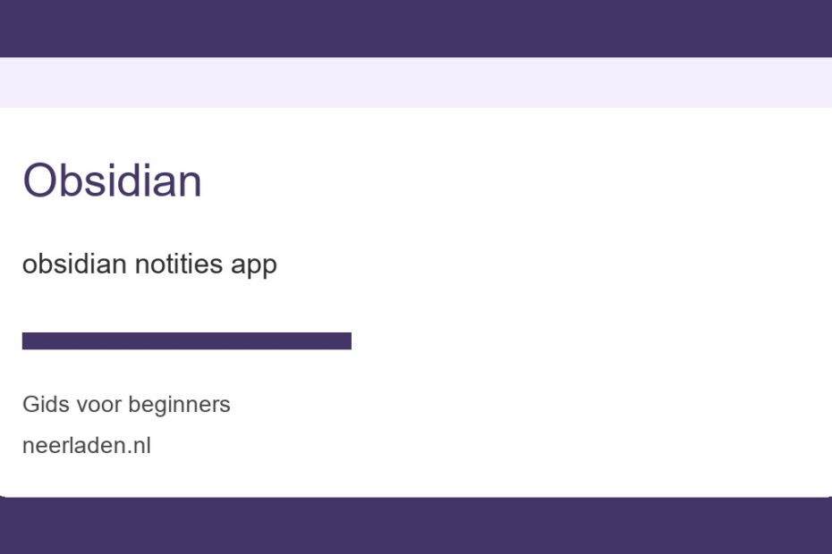 obsidian notities app voor beginners