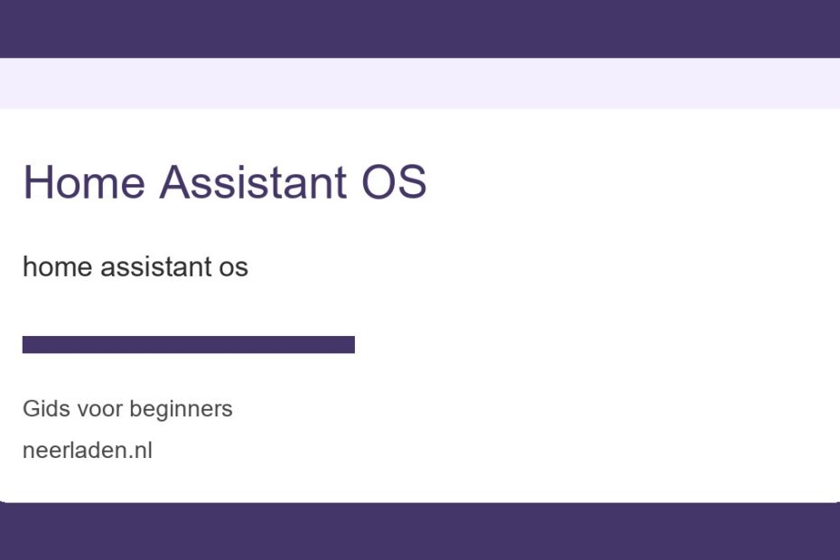 home assistant os voor beginners