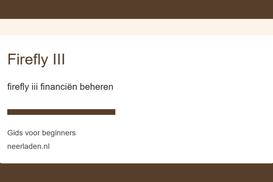 firefly iii financiën beheren voor beginners