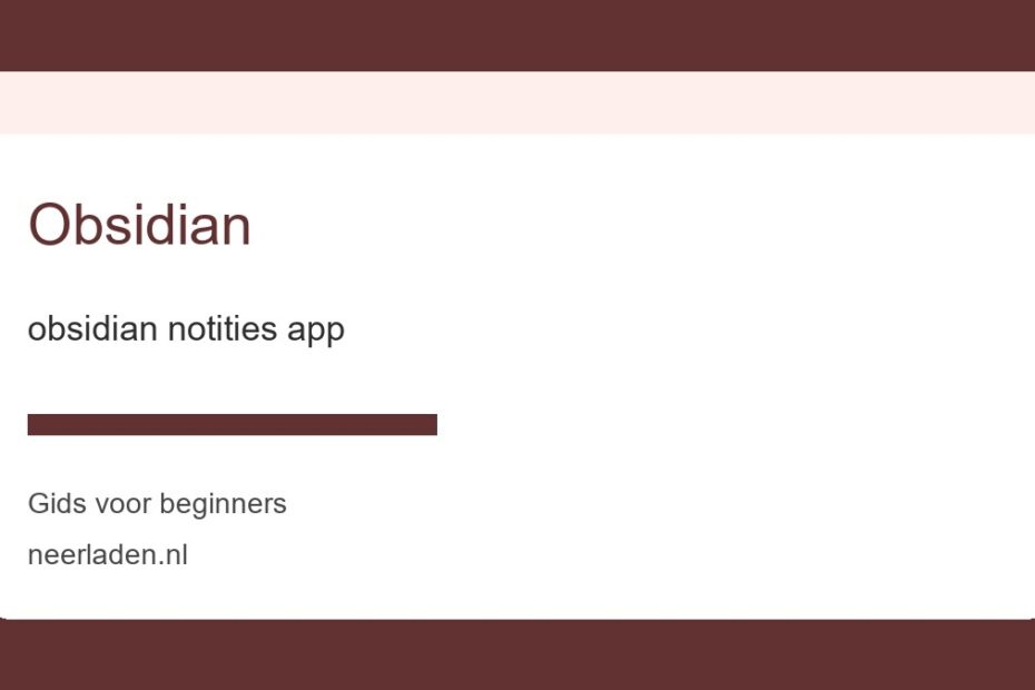 obsidian notities app voor beginners