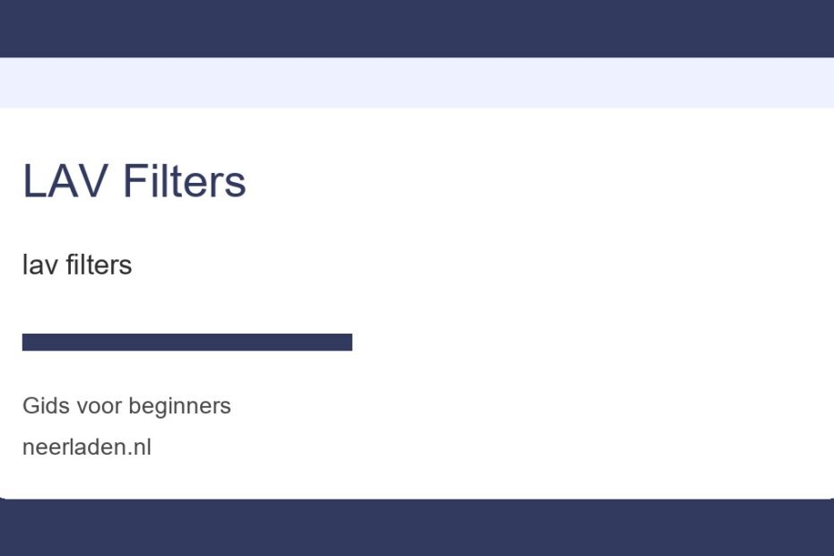 lav filters voor beginners